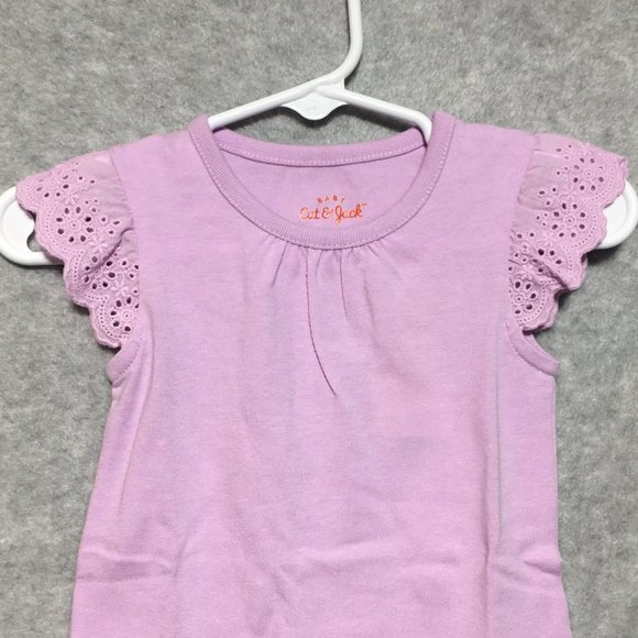 Cat and Jack Bodysuit 6-9 months Baby Infant Short Sleeve Purple Lace Sleeve New - Picture 4 of 8
